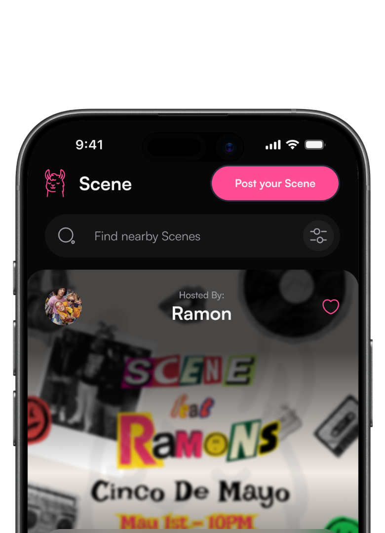 Scene home feed with nearby Scenes